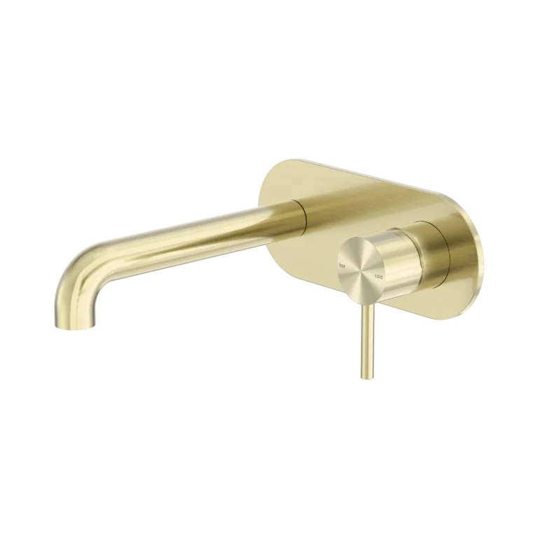 Zen SS316L Wall Basin/Bath Mixer 185mm Spout - Brushed Gold