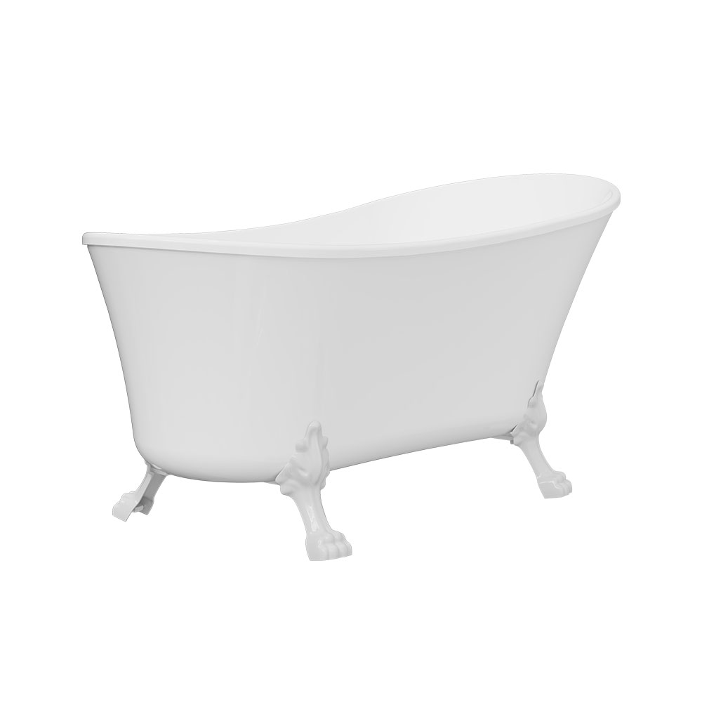 Clawfoot Freestanding Acrylic Bath, 1500mm, White Feet
