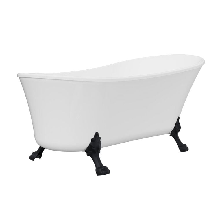 Clawfoot Freestanding Acrylic Bath, 1700mm, Matte Black Feet