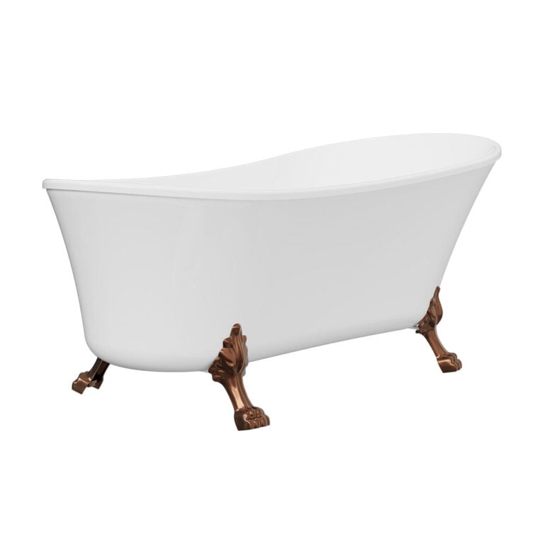 Clawfoot Freestanding Acrylic Bath, 1700mm, Brushed Copper Feet