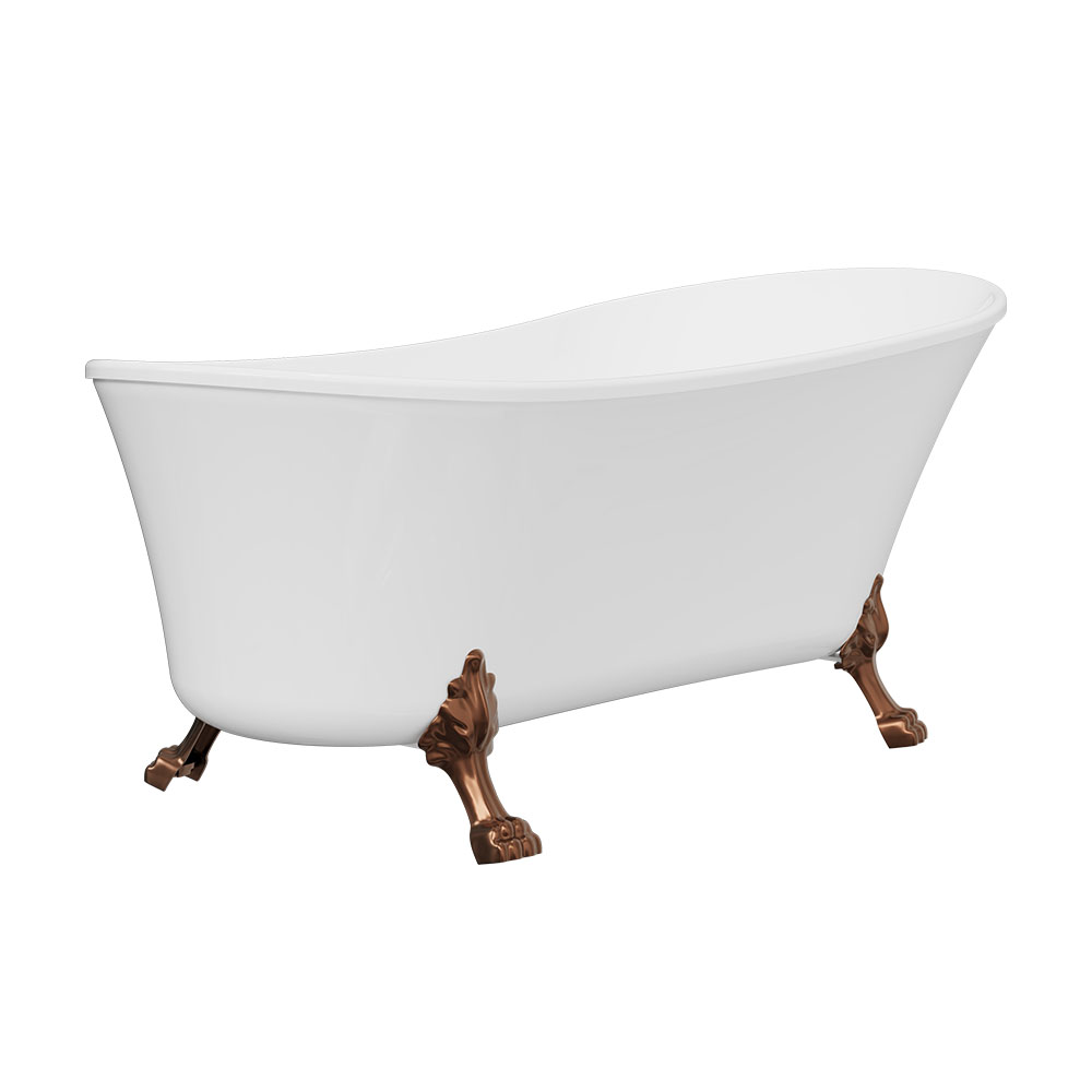 Clawfoot Freestanding Acrylic Bath, 1700mm, Brushed Copper Feet
