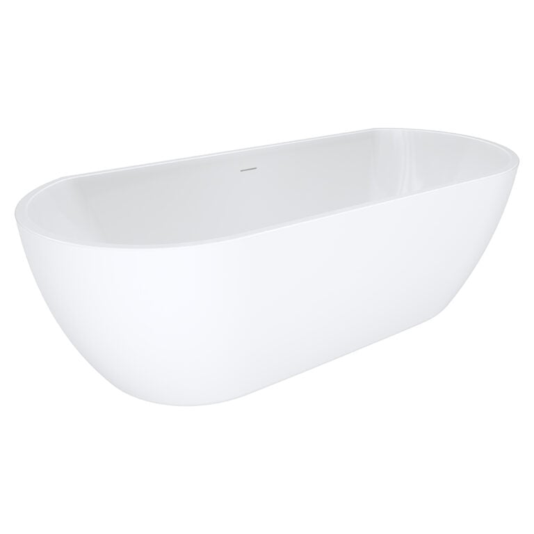 Dalia Back-to-Wall Acrylic Bath with Overflow, 1700mm