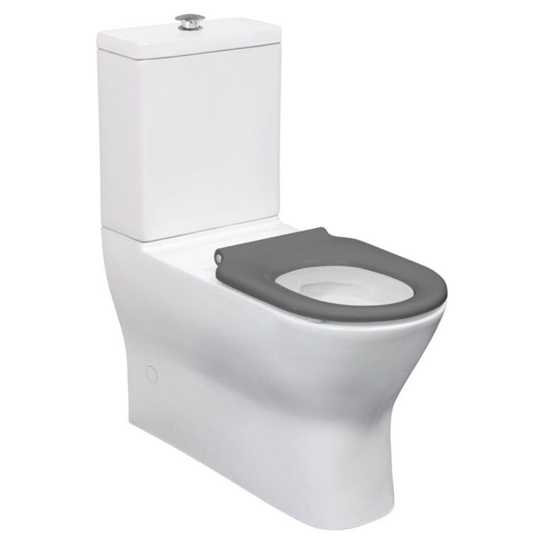 Delta Care Back-to-Wall Toilet Suite, Gloss White with Grey Seat