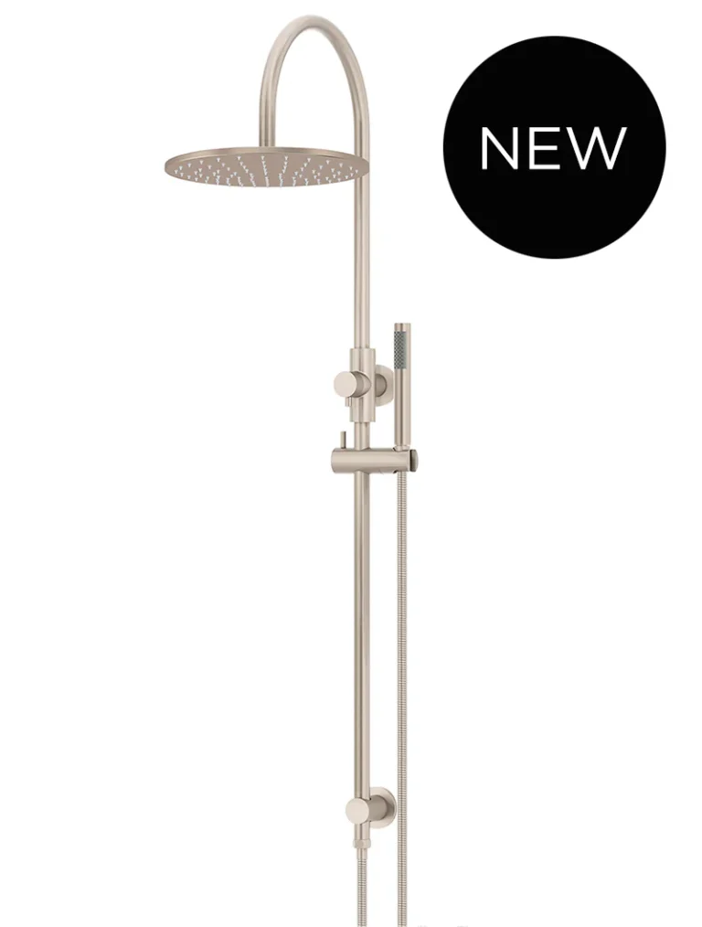 Round Gooseneck Shower Set with 300mm rose, Single-Function Hand Shower - Champagne